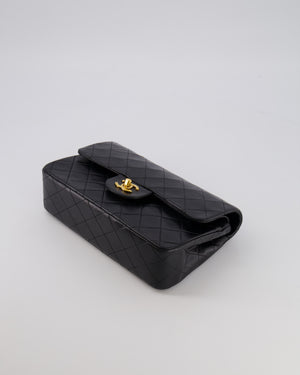 Chanel Vintage Black Small Classic Double Flap Bag in Lambskin Leather with 24K Gold Hardware