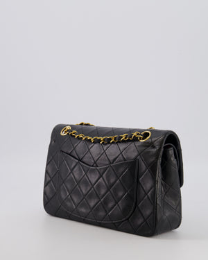 Chanel Vintage Black Small Classic Double Flap Bag in Lambskin Leather with 24K Gold Hardware