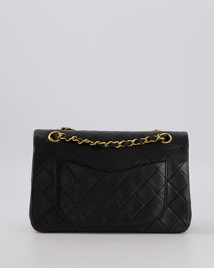 Chanel Vintage Black Small Classic Double Flap Bag in Lambskin Leather with 24K Gold Hardware