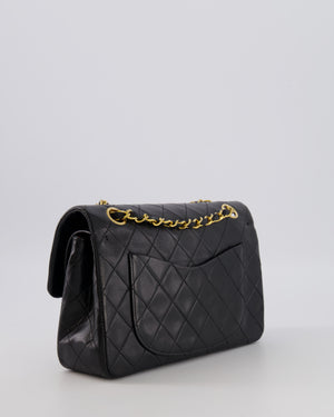 Chanel Vintage Black Small Classic Double Flap Bag in Lambskin Leather with 24K Gold Hardware