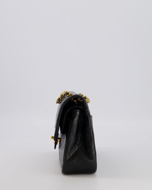Chanel Vintage Black Small Classic Double Flap Bag in Lambskin Leather with 24K Gold Hardware