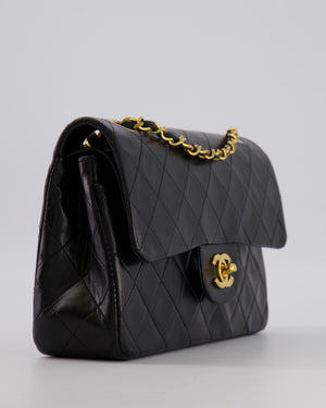 Chanel Vintage Black Small Classic Double Flap Bag in Lambskin Leather with 24K Gold Hardware