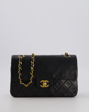 Chanel Vintage Black Small Classic Double Flap Bag in Lambskin Leather with 24K Gold Hardware