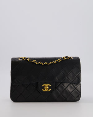 Chanel Vintage Black Small Classic Double Flap Bag in Lambskin Leather with 24K Gold Hardware