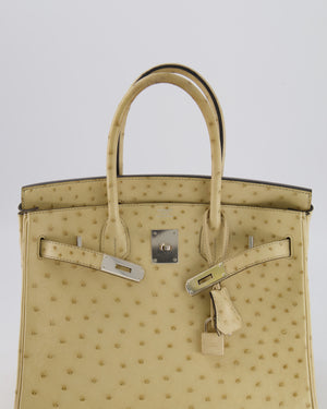 Hermès Birkin 30 Retourne Bag in Parchemin Ostrich Leather with Palladium Hardware