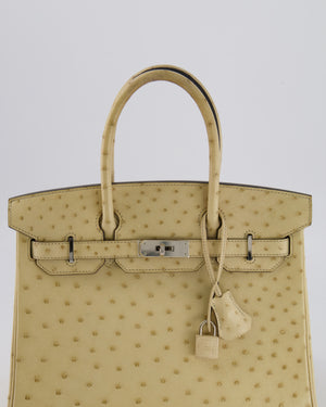 Hermès Birkin 30 Retourne Bag in Parchemin Ostrich Leather with Palladium Hardware
