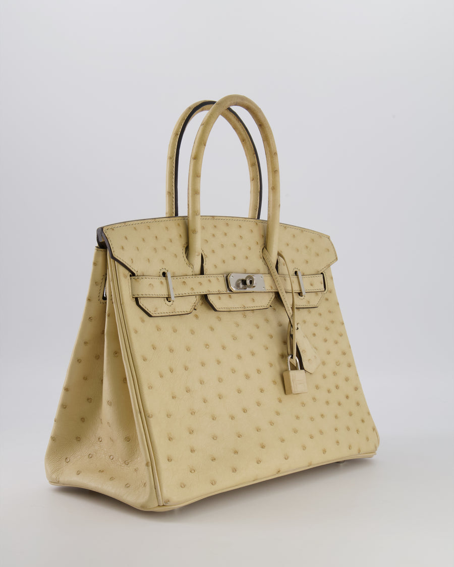 Hermès Birkin 30 Retourne Bag in Parchemin Ostrich Leather with Palladium Hardware