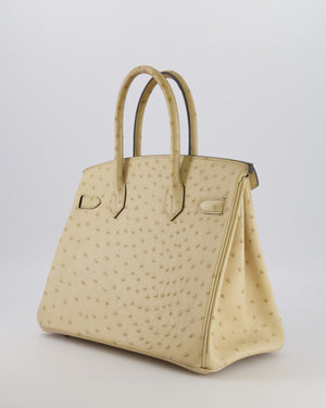 Hermès Birkin 30 Retourne Bag in Parchemin Ostrich Leather with Palladium Hardware