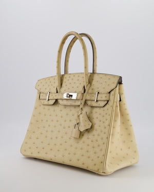 Hermès Birkin 30 Retourne Bag in Parchemin Ostrich Leather with Palladium Hardware