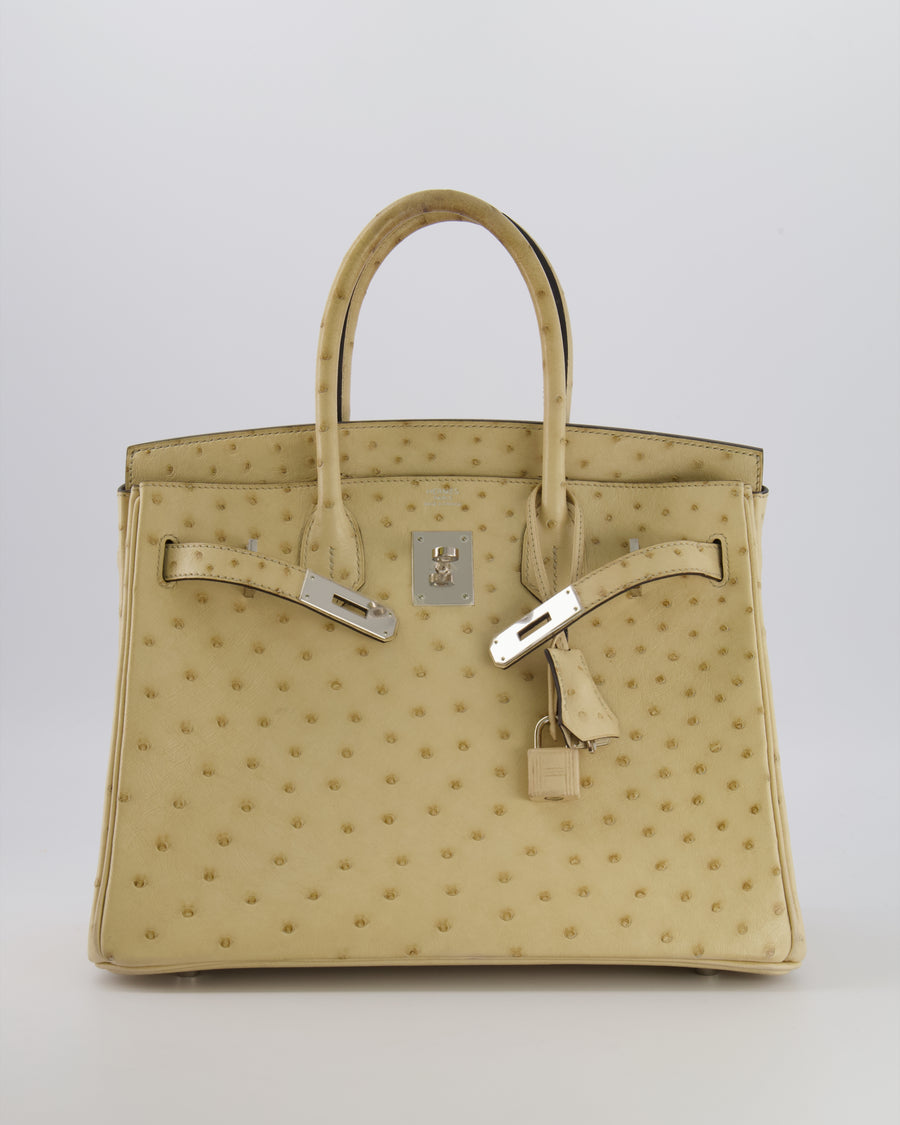 Hermès Birkin 30 Retourne Bag in Parchemin Ostrich Leather with Palladium Hardware