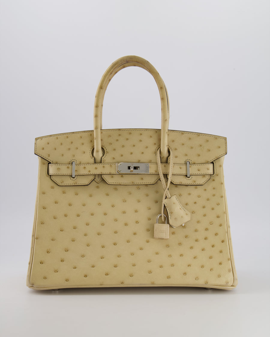 Hermès Birkin 30 Retourne Bag in Parchemin Ostrich Leather with Palladium Hardware