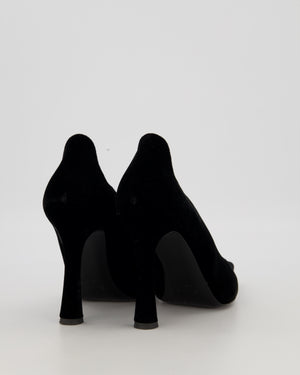 Schiaparelli Velvet Keyhole Pumps Shoes in Black with Gold Keyhole Detail Size EU 40