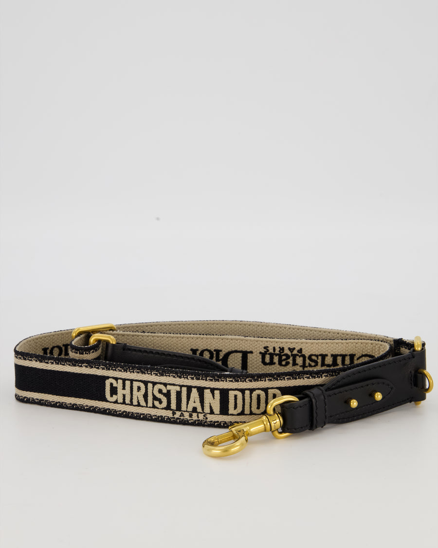 Christian Dior Adjustable Embroidered Shoulder Strap Small in Gold Hardware