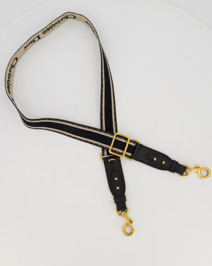 Christian Dior Adjustable Embroidered Shoulder Strap Small in Gold Hardware