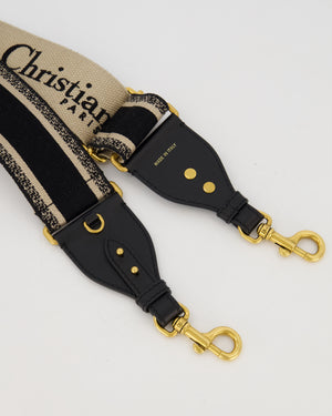 Christian Dior Adjustable Shoulder Embroidered Strap Large in Gold Hardware