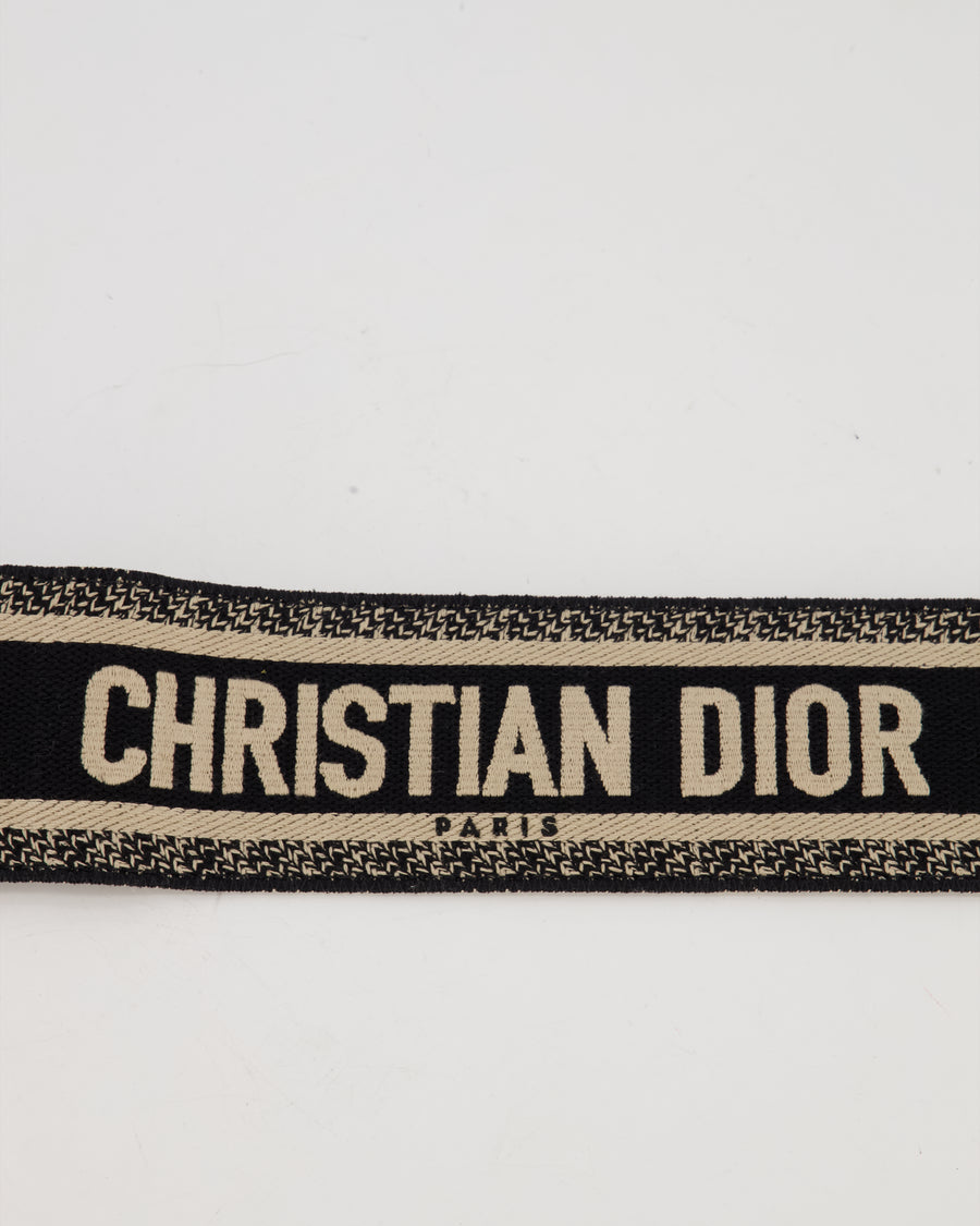 Christian Dior Adjustable Shoulder Embroidered Strap Large in Gold Hardware