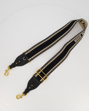 Christian Dior Adjustable Shoulder Embroidered Strap Large in Gold Hardware