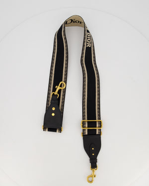 Christian Dior Adjustable Shoulder Embroidered Strap Large in Gold Hardware