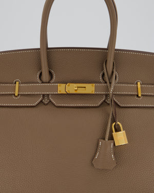 *RARE* Hermès Birkin 35 Retourne Bag in Etoupe Togo Leather with Gold Hardware