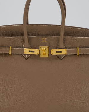 *RARE* Hermès Birkin 35 Retourne Bag in Etoupe Togo Leather with Gold Hardware