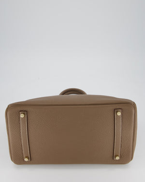 *RARE* Hermès Birkin 35 Retourne Bag in Etoupe Togo Leather with Gold Hardware