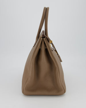*RARE* Hermès Birkin 35 Retourne Bag in Etoupe Togo Leather with Gold Hardware