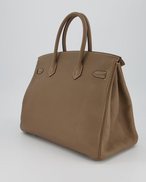*RARE* Hermès Birkin 35 Retourne Bag in Etoupe Togo Leather with Gold Hardware