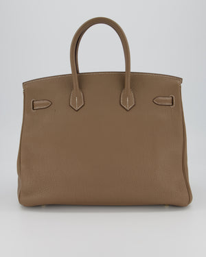 *RARE* Hermès Birkin 35 Retourne Bag in Etoupe Togo Leather with Gold Hardware