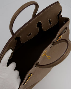 *RARE* Hermès Birkin 35 Retourne Bag in Etoupe Togo Leather with Gold Hardware