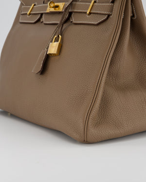 *RARE* Hermès Birkin 35 Retourne Bag in Etoupe Togo Leather with Gold Hardware