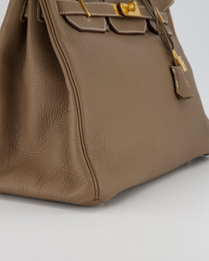 *RARE* Hermès Birkin 35 Retourne Bag in Etoupe Togo Leather with Gold Hardware