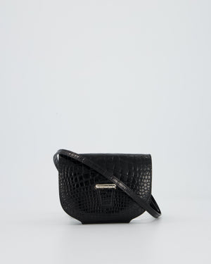 Hermès Mini Convoyeur Bag with Strap in Black Shiny Alligator with Palladium Hardware