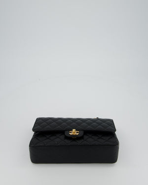 Chanel Black Medium Classic Double Flap Bag in Caviar Leather with Gold Hardware