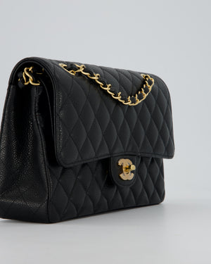 Chanel Black Medium Classic Double Flap Bag in Caviar Leather with Gold Hardware