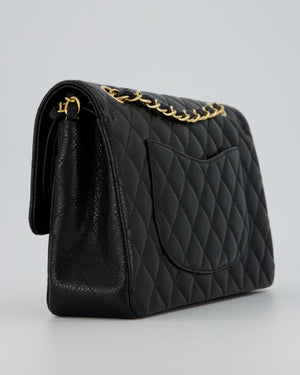Chanel Black Medium Classic Double Flap Bag in Caviar Leather with Gold Hardware