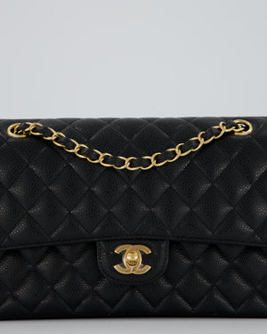 Chanel Black Medium Classic Double Flap Bag in Caviar Leather with Gold Hardware