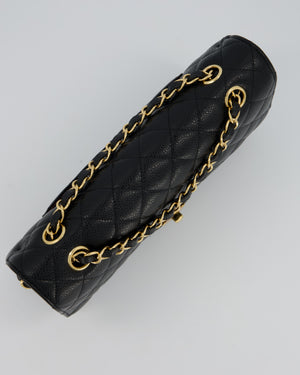 Chanel Black Medium Classic Double Flap Bag in Caviar Leather with Gold Hardware