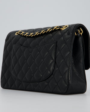 Chanel Black Medium Classic Double Flap Bag in Caviar Leather with Gold Hardware