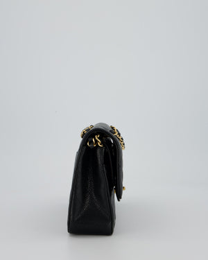 Chanel Black Medium Classic Double Flap Bag in Caviar Leather with Gold Hardware