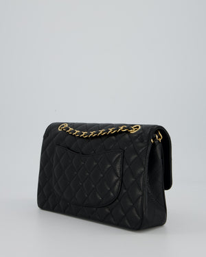 Chanel Black Medium Classic Double Flap Bag in Caviar Leather with Gold Hardware