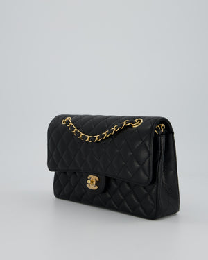 Chanel Black Medium Classic Double Flap Bag in Caviar Leather with Gold Hardware