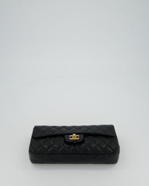 Chanel Vintage Black Lambskin East-West Shoulder Bag with 24K Gold Hardware