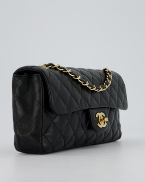 Chanel Vintage Black Lambskin East-West Shoulder Bag with 24K Gold Hardware