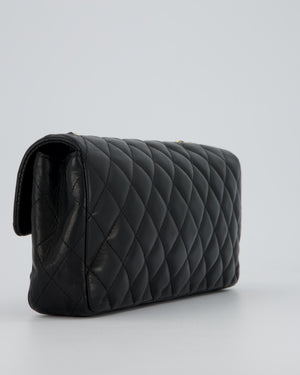 Chanel Vintage Black Lambskin East-West Shoulder Bag with 24K Gold Hardware