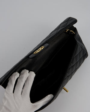 Chanel Vintage Black Lambskin East-West Shoulder Bag with 24K Gold Hardware