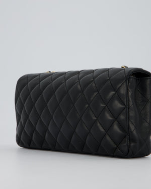 Chanel Vintage Black Lambskin East-West Shoulder Bag with 24K Gold Hardware