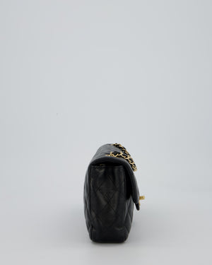 Chanel Vintage Black Lambskin East-West Shoulder Bag with 24K Gold Hardware