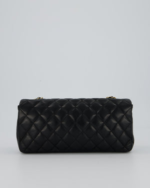 Chanel Vintage Black Lambskin East-West Shoulder Bag with 24K Gold Hardware