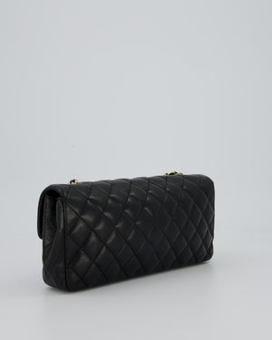 Chanel Vintage Black Lambskin East-West Shoulder Bag with 24K Gold Hardware
