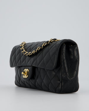 Chanel Vintage Black Lambskin East-West Shoulder Bag with 24K Gold Hardware